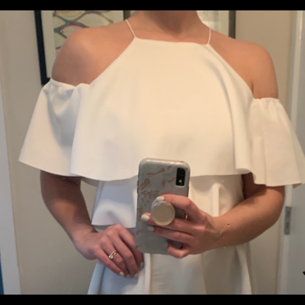 ASOS Cold Shoulder White Ruffle Dress